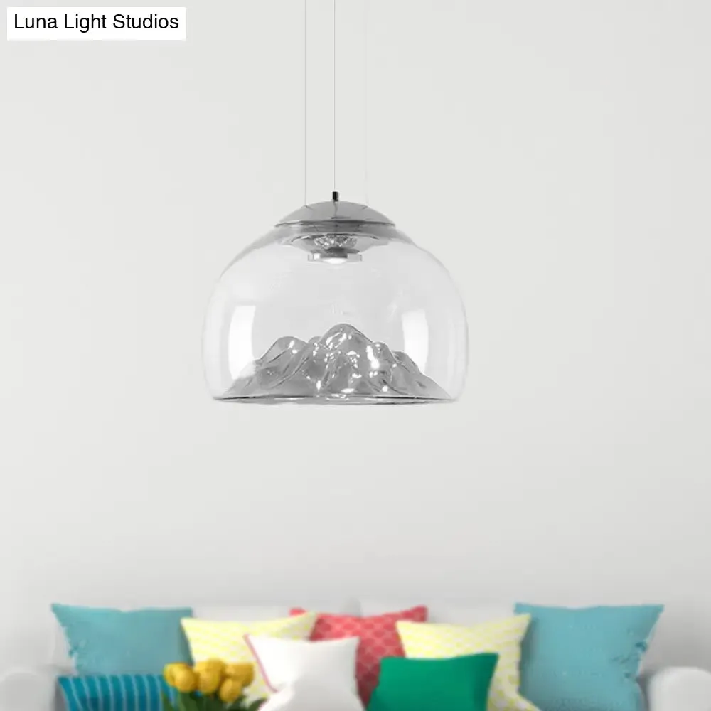 Cylinder/Semicircle Pendant Light - Modern Clear Glass LED Hanging Lamp for Dining Room