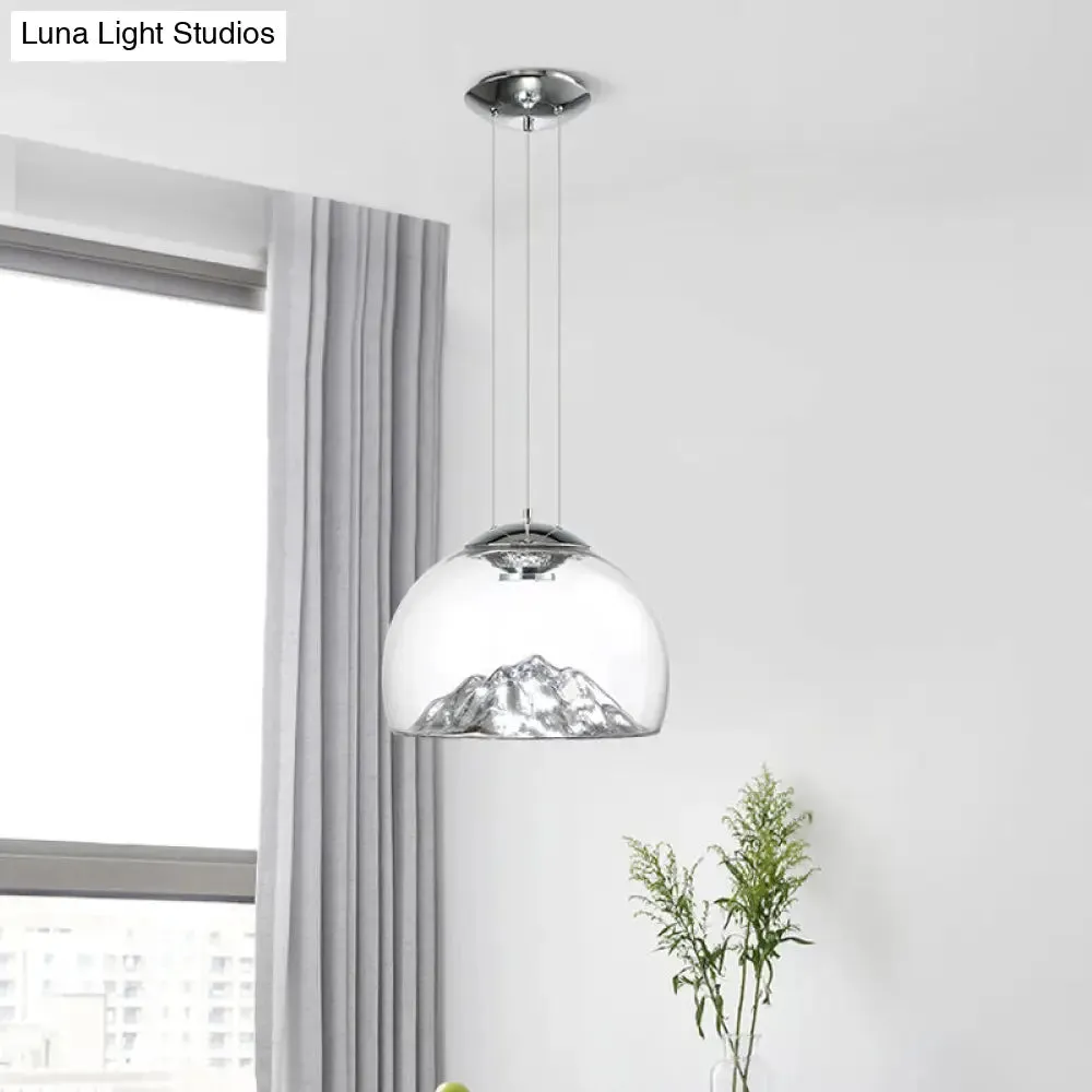 Cylinder/Semicircle Pendant Light - Modern Clear Glass LED Hanging Lamp for Dining Room