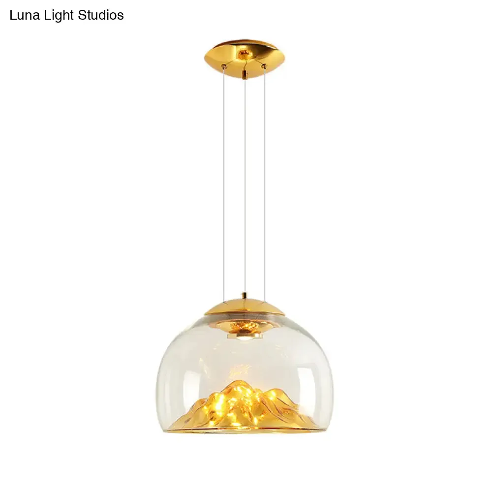 Cylinder/Semicircle Pendant Light - Modern Clear Glass LED Hanging Lamp for Dining Room