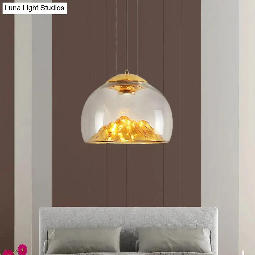 Cylinder/Semicircle Pendant Light - Modern Clear Glass LED Hanging Lamp for Dining Room