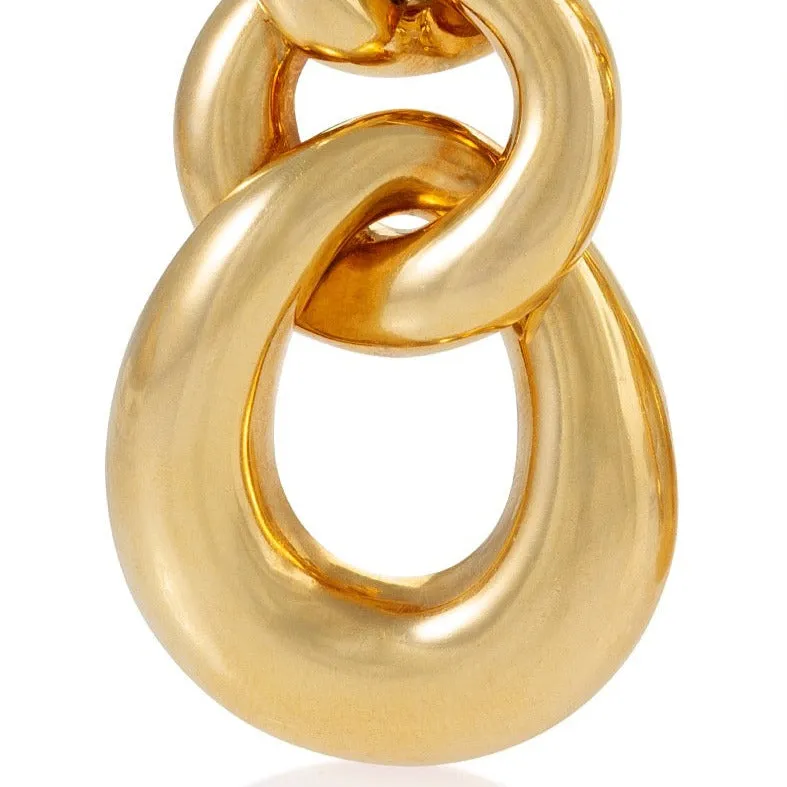 David Webb Gold Triple Curb Link Earrings