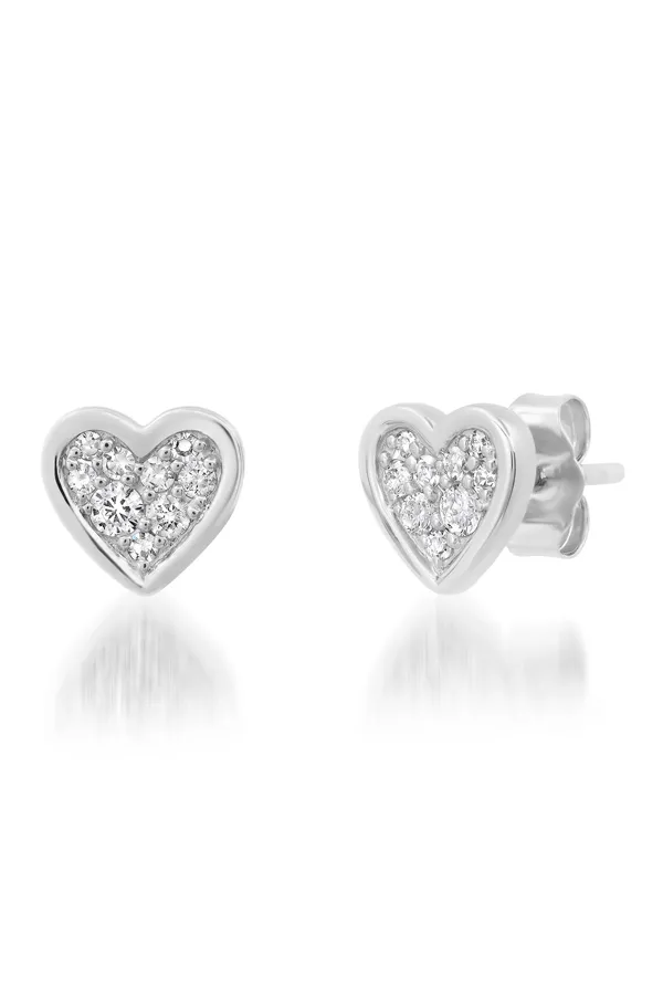 Diamond Bezel Set Heart Studs