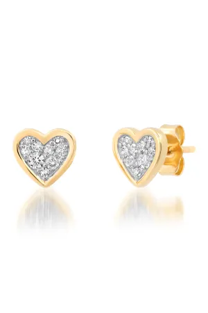 Diamond Bezel Set Heart Studs