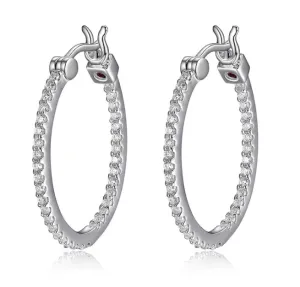 ELLE Sterling Silver Rhodium Plated CZ Hoops 24X20mm