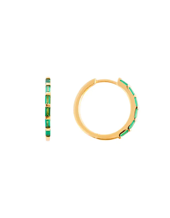 Emerald Crystal Baguette Maxi Hoops