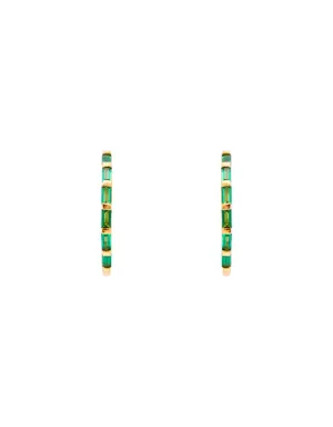 Emerald Crystal Baguette Maxi Hoops