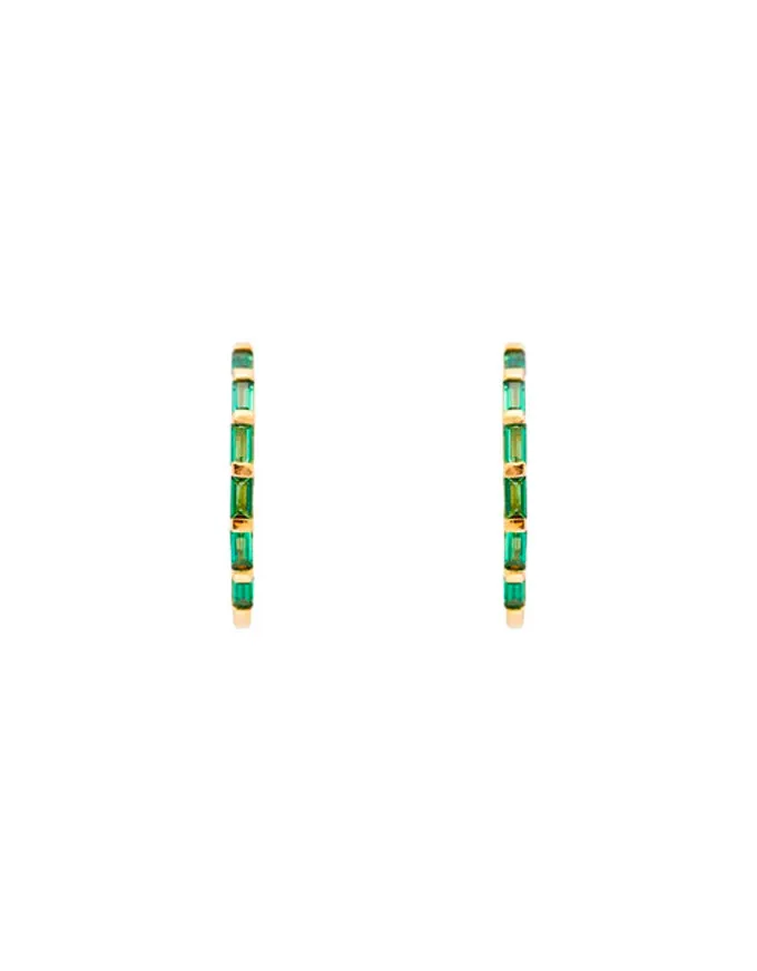 Emerald Crystal Baguette Maxi Hoops