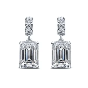 Emerald Cut Diamond Earrings In White Gold