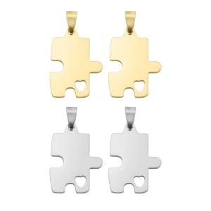 Engravable Stainless Steel 2 Piece Break Apart Puzzle Pendants / PDC283