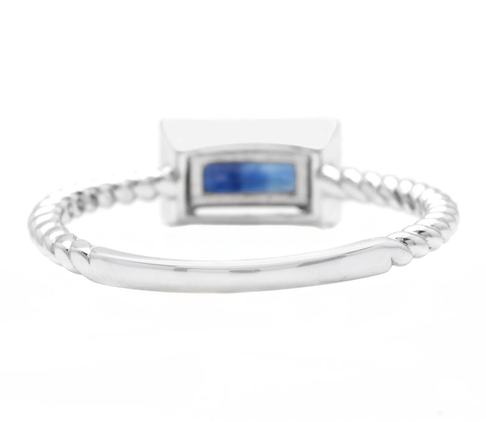 Exquisite Natural Blue Sapphire 14K Solid White Gold Ring