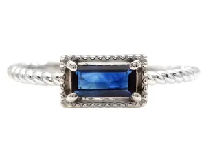 Exquisite Natural Blue Sapphire 14K Solid White Gold Ring