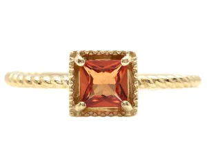 Exquisite Natural Orange Sapphire 14K Solid Yellow Gold Ring