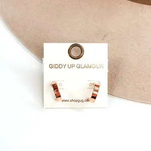 Flat Hoop Huggie Earrings in Rose Gold Tone