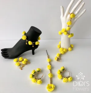 Floral Set - Tikka, Earrings, Hand Pieces & Anklets