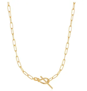 Forget Me Knot - Gold Knot T Bar Chain Necklace