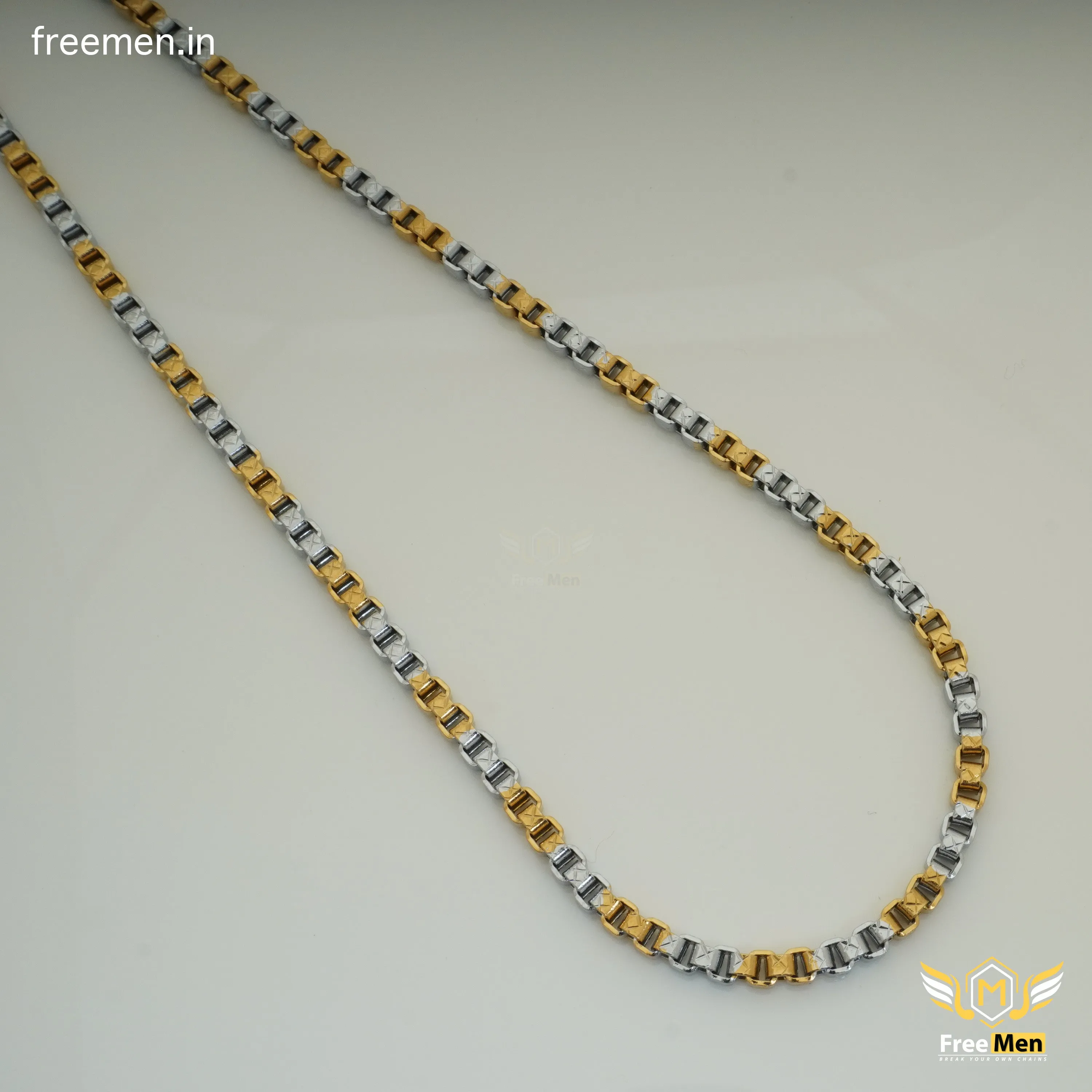 Freemen Fashionable CUBE Gold and Rhodium Chain Designs - FM393