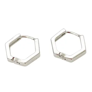 Geometric Silver Huggie Earrings