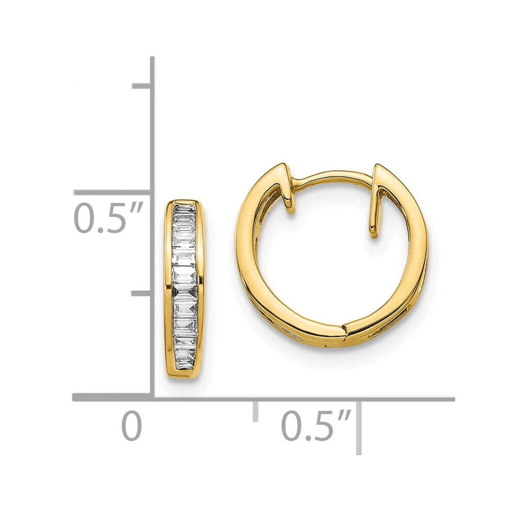 Gold Baguette Diamond Hinged Hoop Earrings - Model EM5356-025-YA