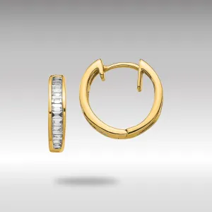 Gold Baguette Diamond Hinged Hoop Earrings - Model EM5356-025-YA