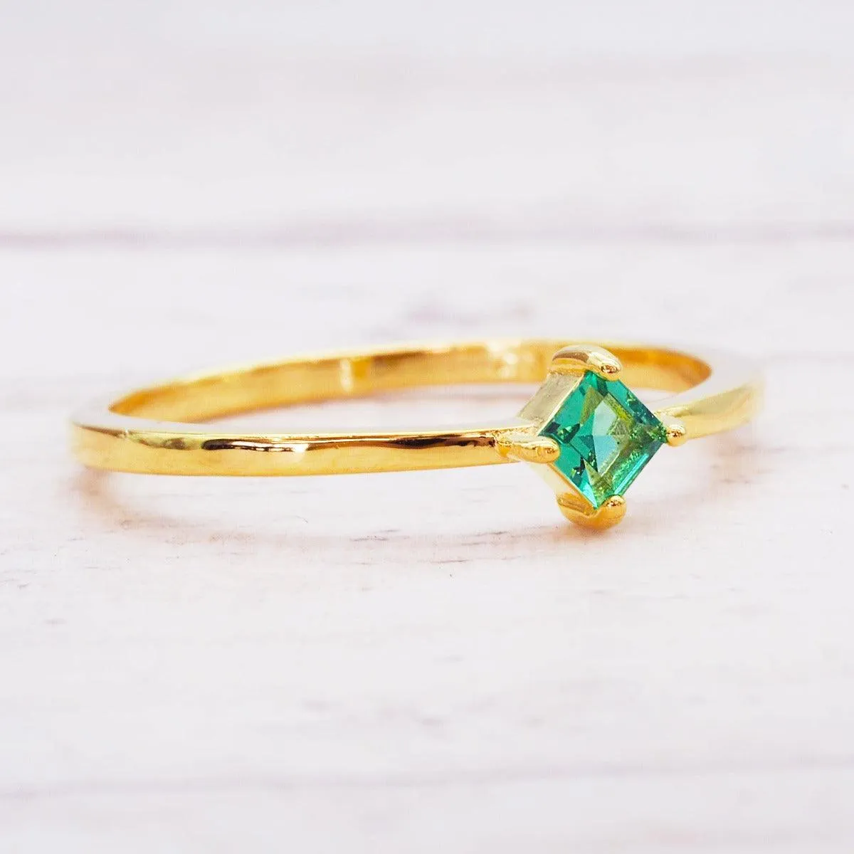 Gold Dainty Emerald Ring