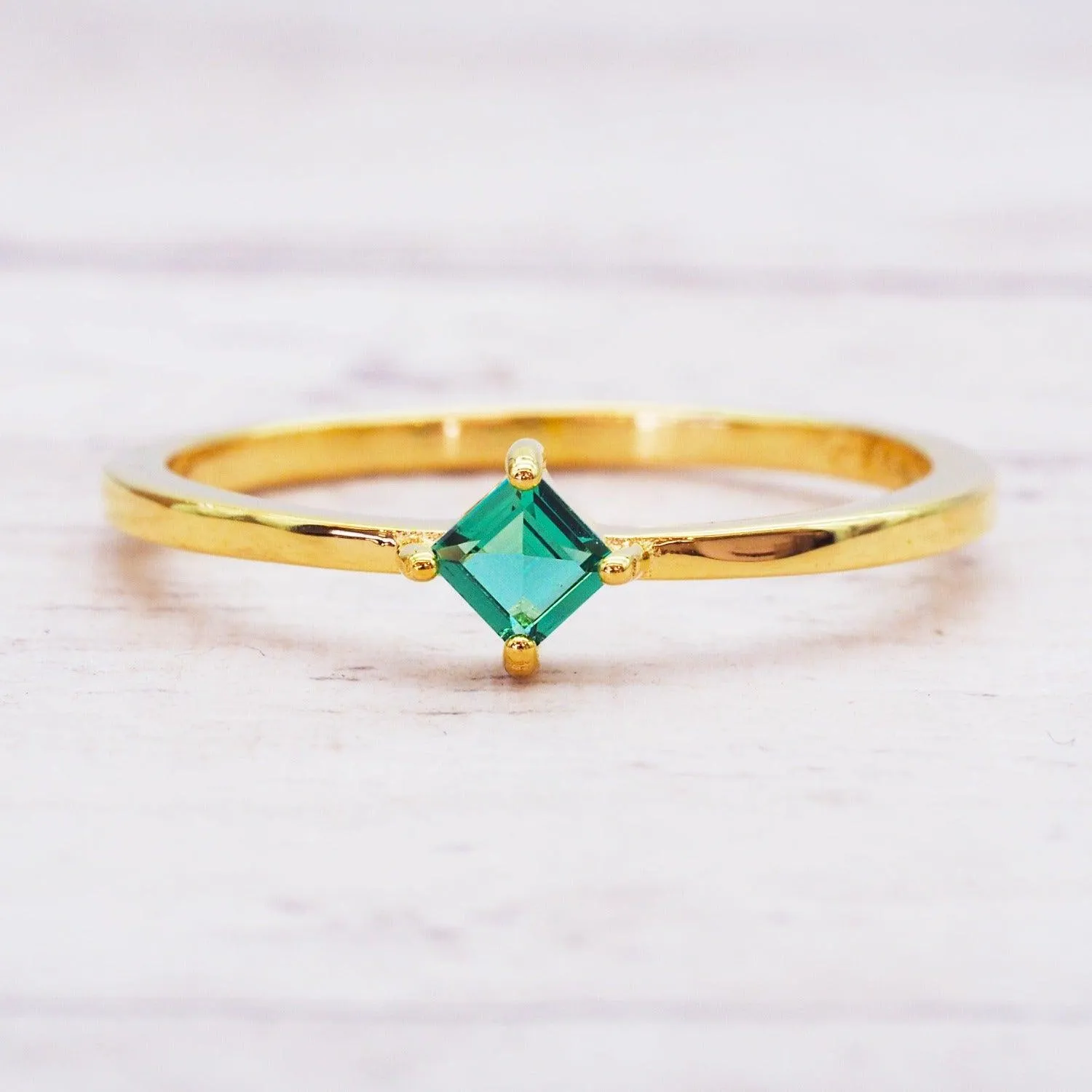 Gold Dainty Emerald Ring