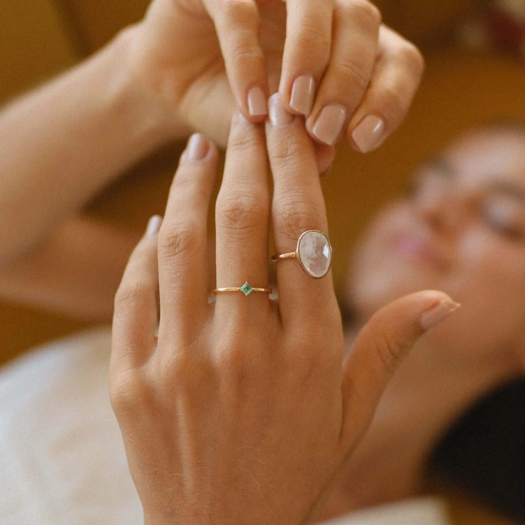 Gold Dainty Emerald Ring