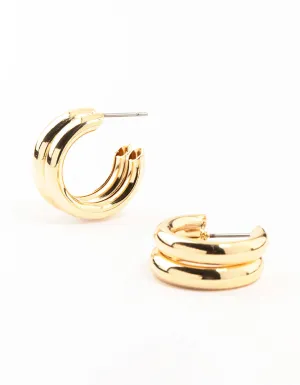 Gold Double Strand Bubble Hoop Earrings