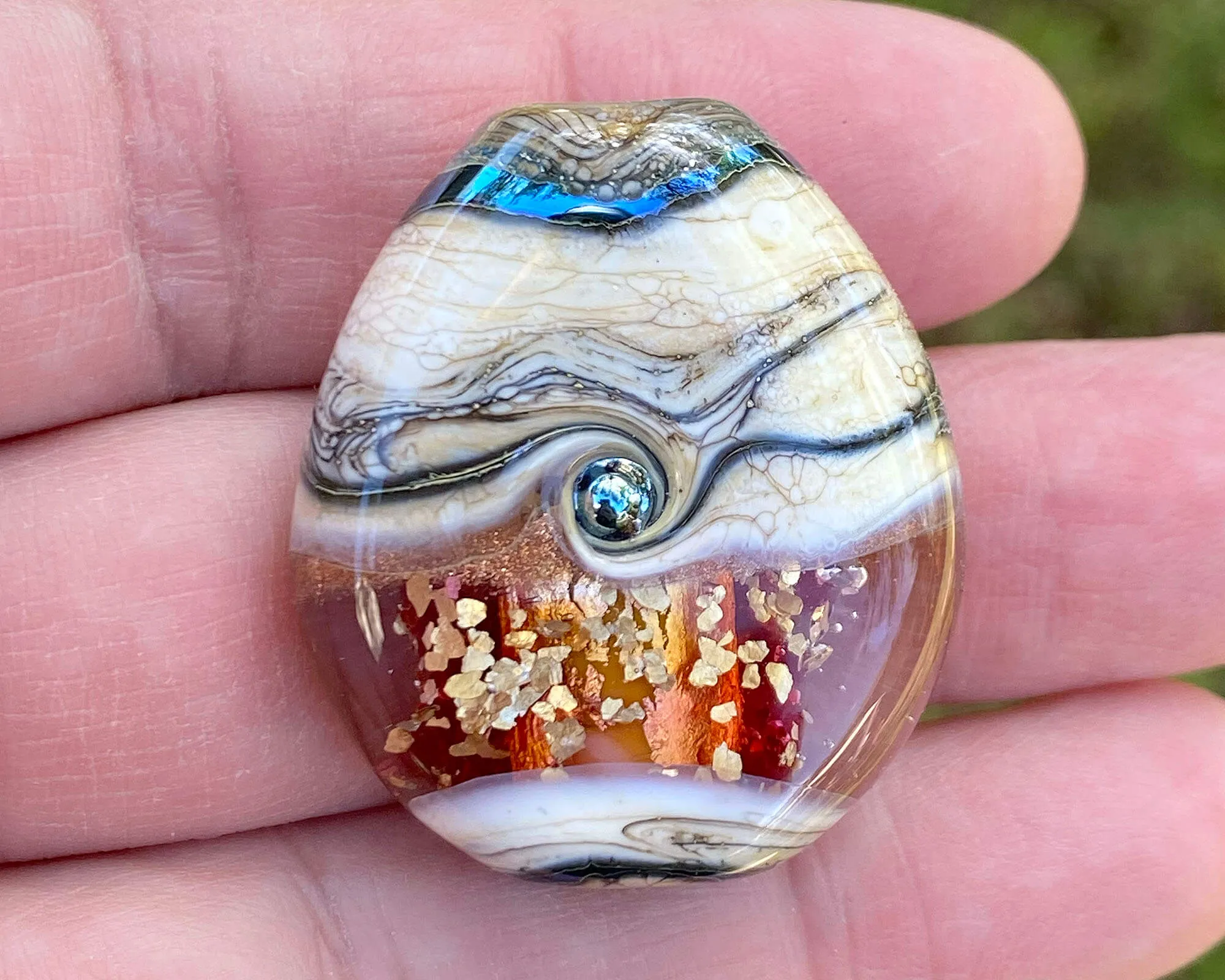 Golden Fire Organic Lampwork Focal Bead SRA