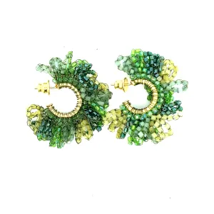 Green and Gold Crystal Hoops