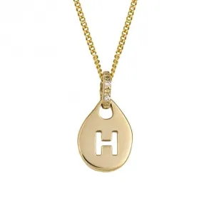 H Organic Initial Tag with Diamond Set Bale Pendant GP2316