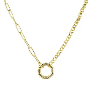 Half Paperclip Half Round Link Push Clasp Chain Necklace