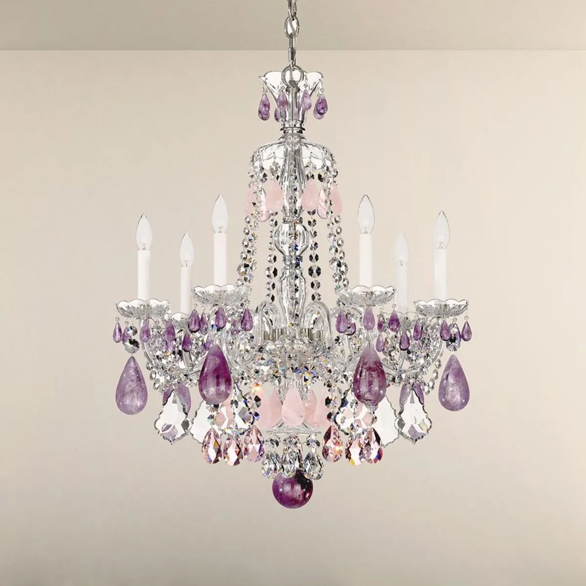 Hamilton Rock Crystal 7 Light Silver Chandelier with Clear Rock Crystals