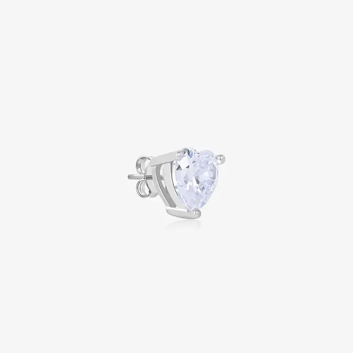 Heart Single Stone Studs