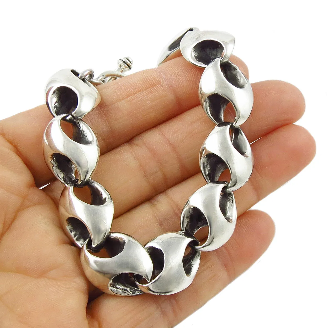 Heavy Organic Sterling Silver Chain Bracelet