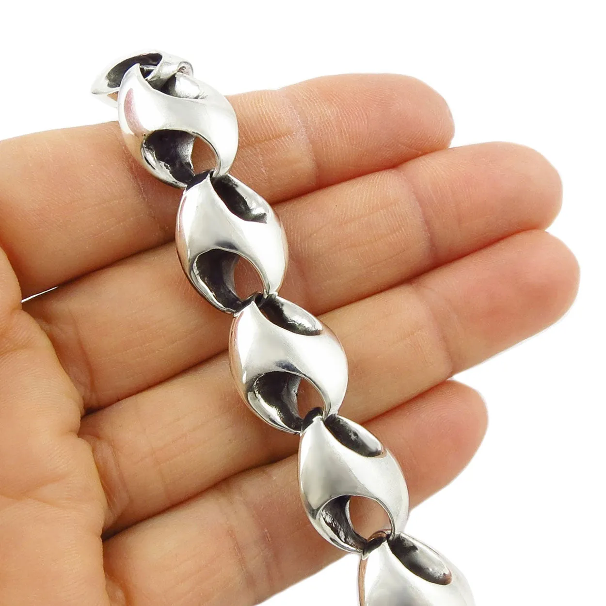 Heavy Organic Sterling Silver Chain Bracelet