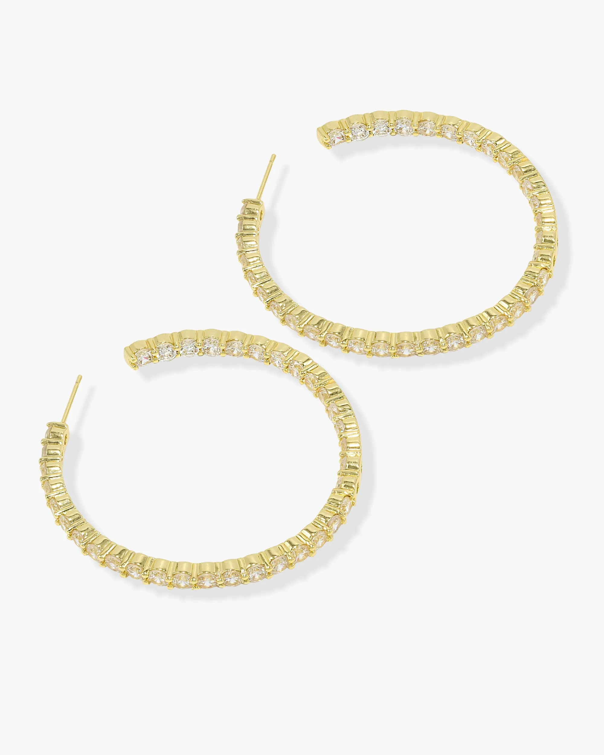 Heiress Hoops 2" - Gold|White Diamondettes