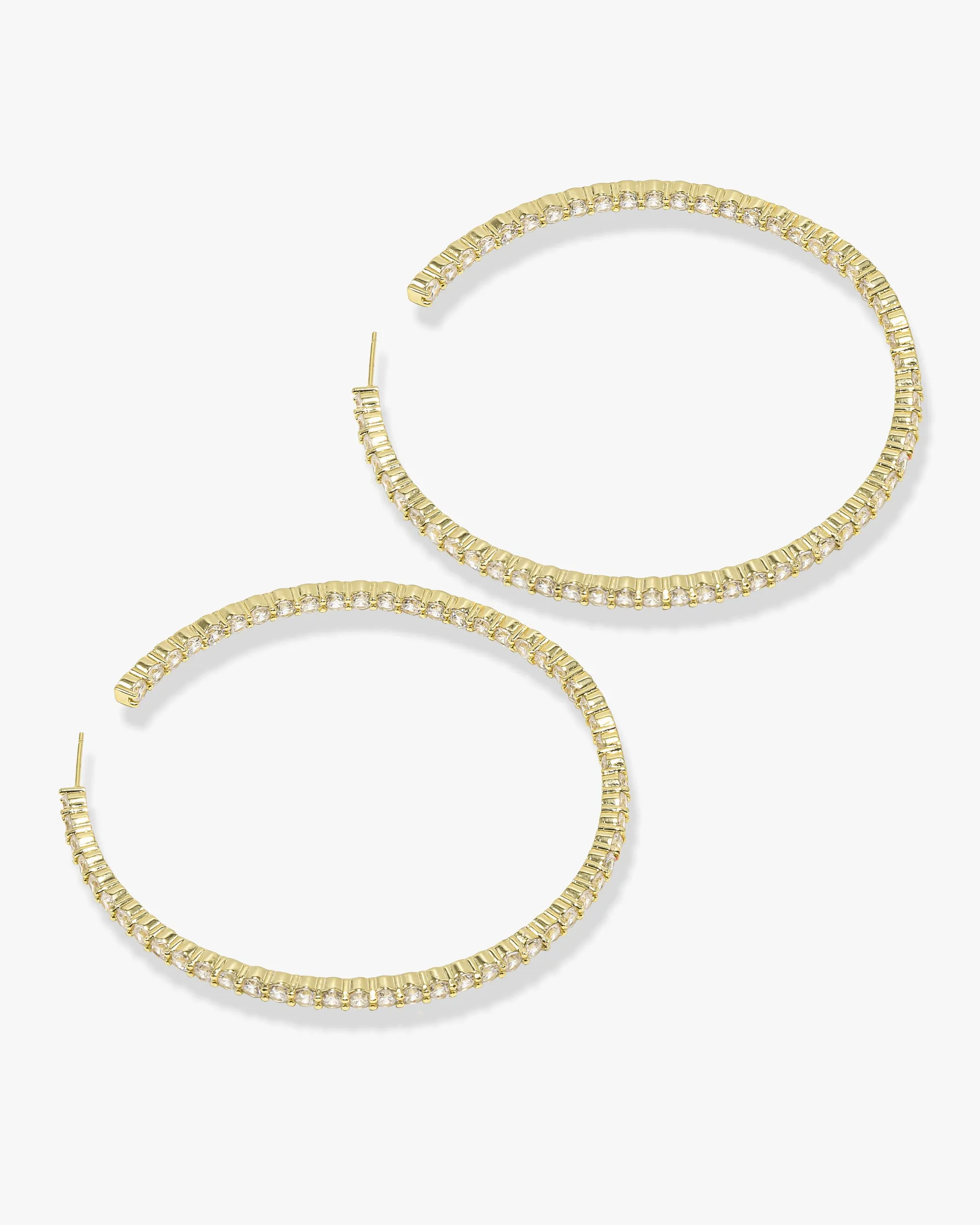 Heiress Hoops 3" - Gold|White Diamondettes