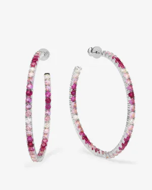 Heiress Ombré Hoops 2" - Silver|Pink Sapphire Ombré