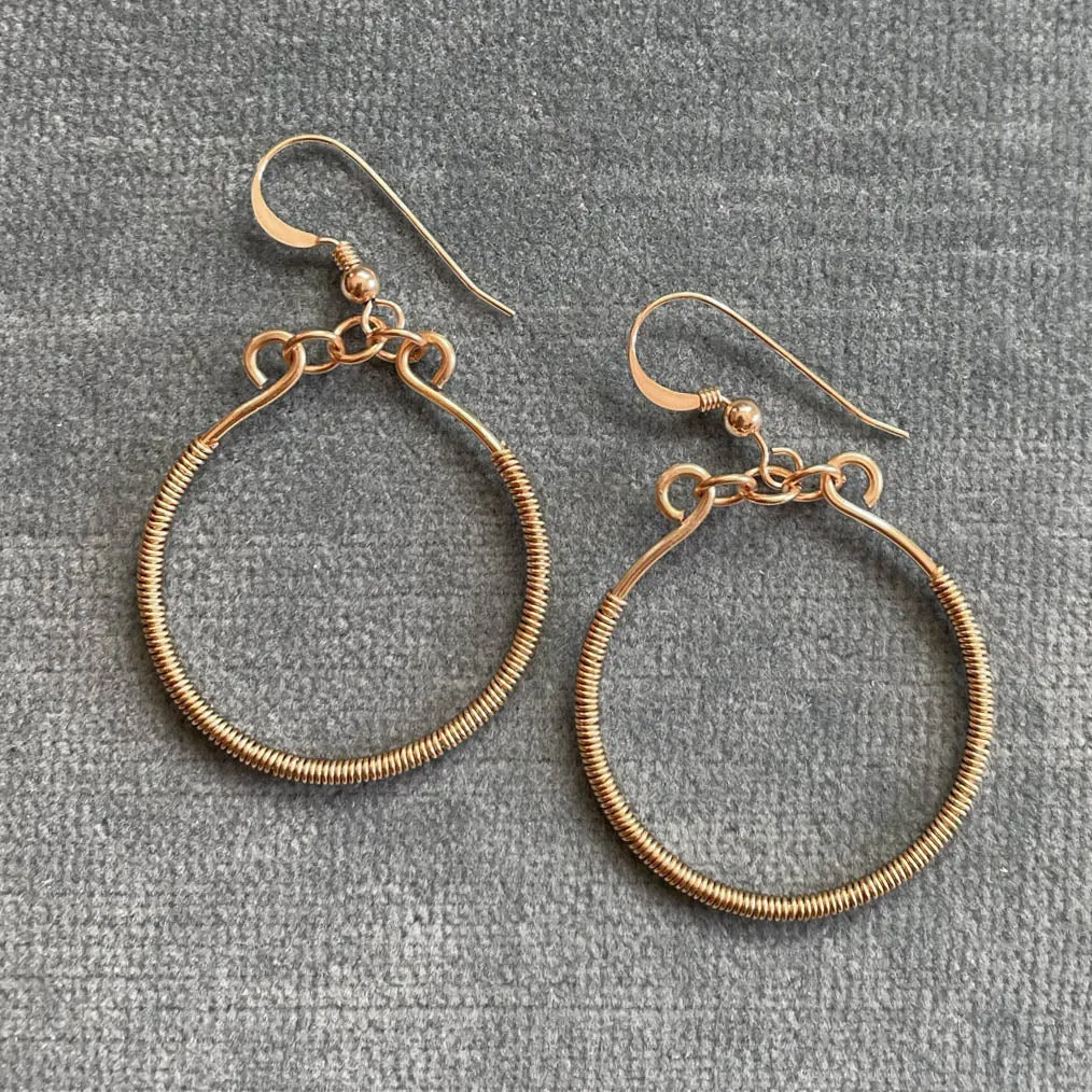 Hoop Earrings Wrapped with Wire (click for colors & sizes) #102