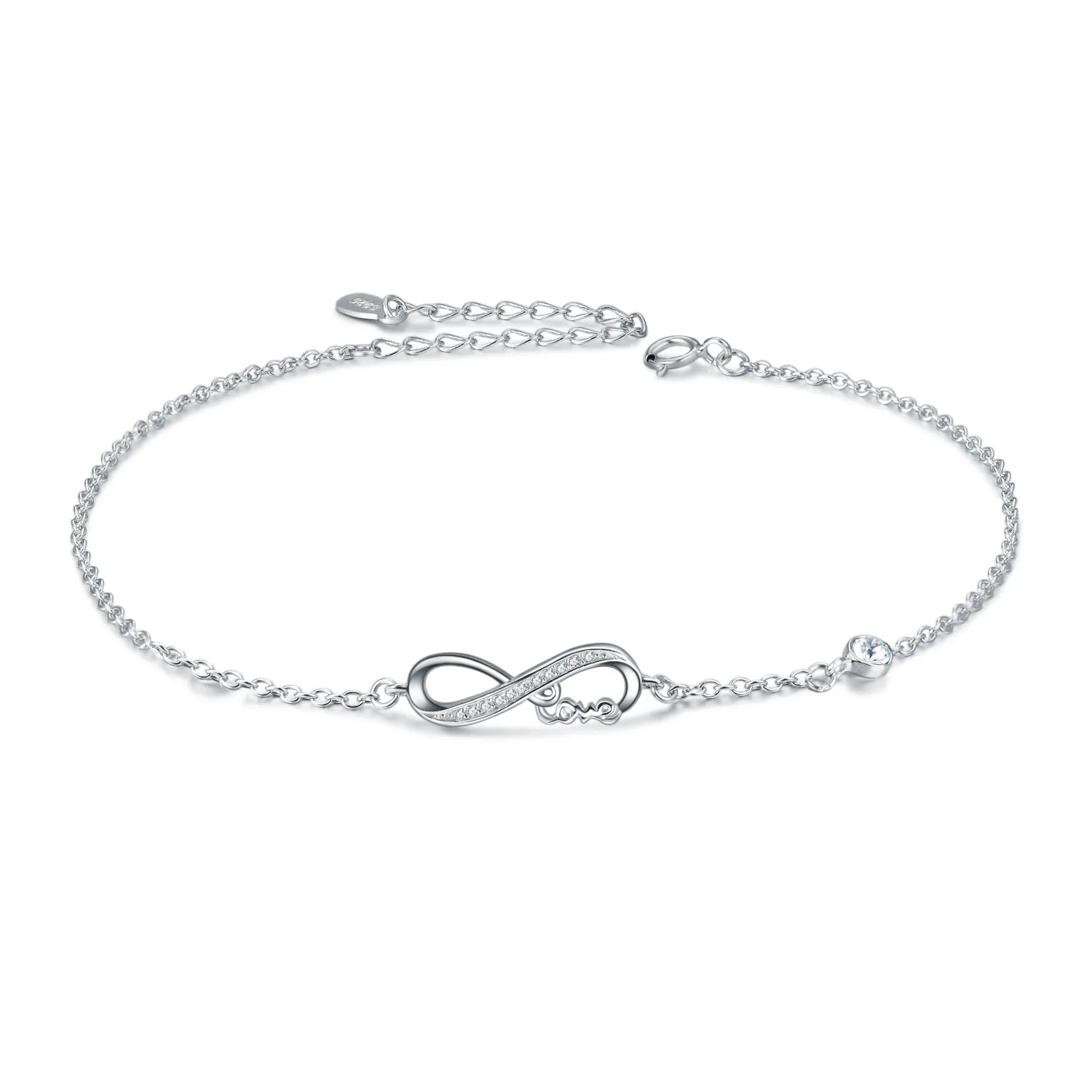 Infinity Anklet Bracelet for Women 925 Sterling Silver Charm Adjustable Anklet