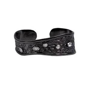 Keith Jack Sterling Silver Raw 5 Diamond .3ctw Black Rhodium Cuff