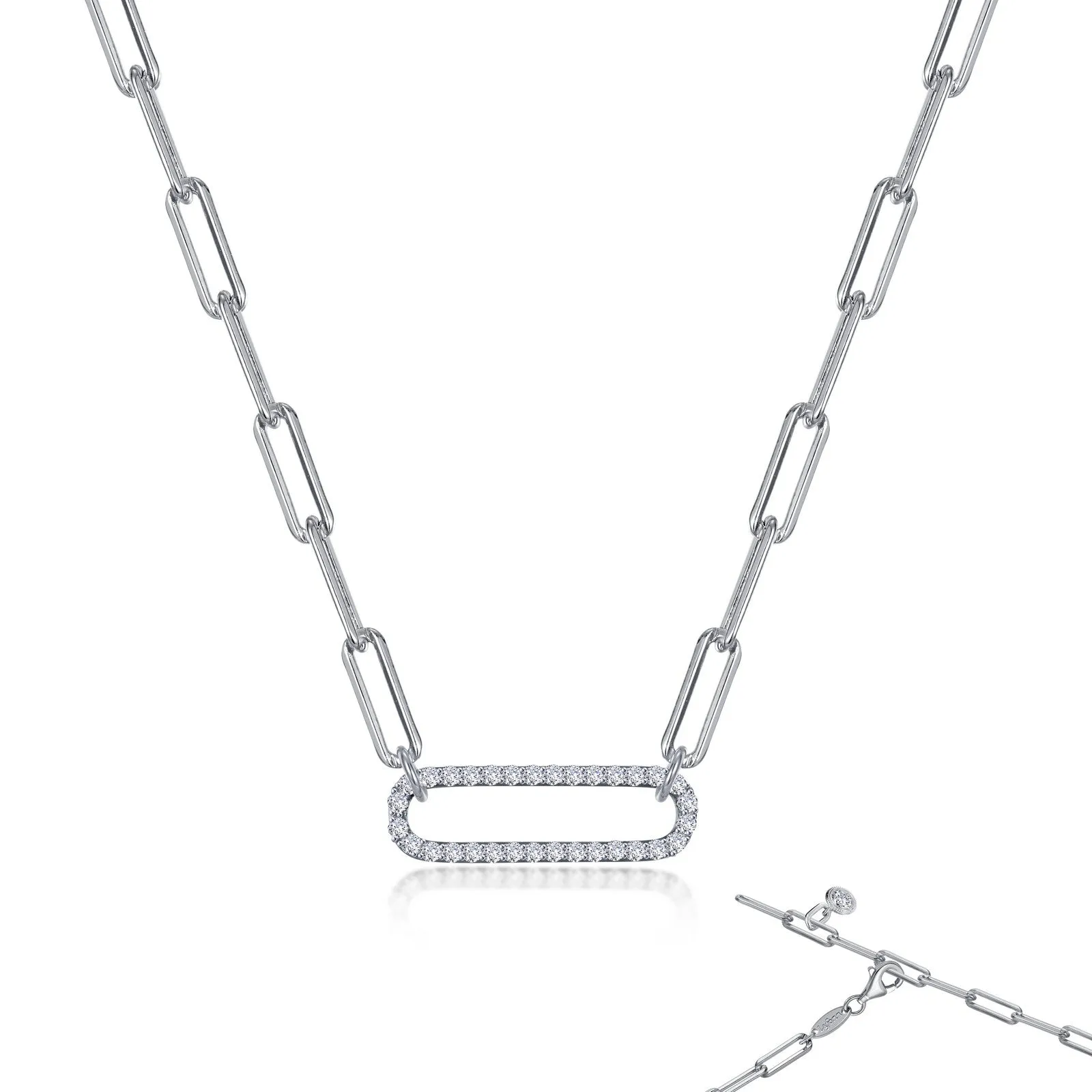 Lafonn Paperclip Diamond Necklace N0239CLP20