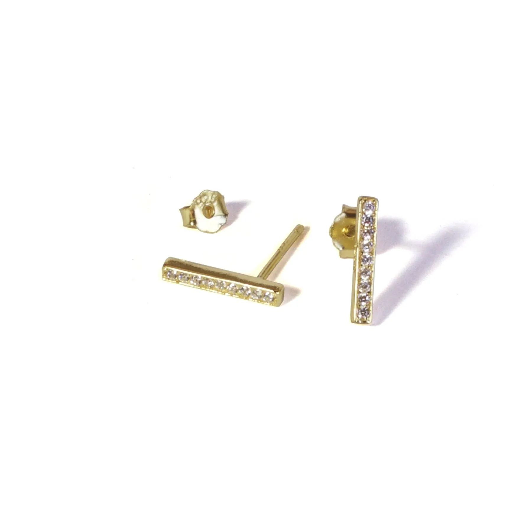 Large CZ Bar Studs