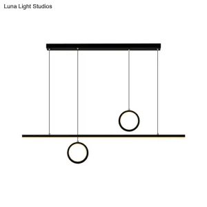 Linear Metal LED Chandelier with Multiple Hanging Lights in Black/Gold, Warm/White