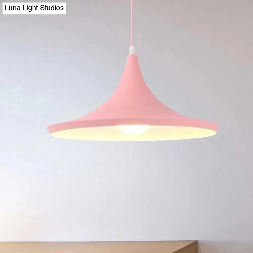 Macaron Style Metal Cone Pendant Light - 1/3 Light Pink/Yellow/Blue - Linear/Round Canopy