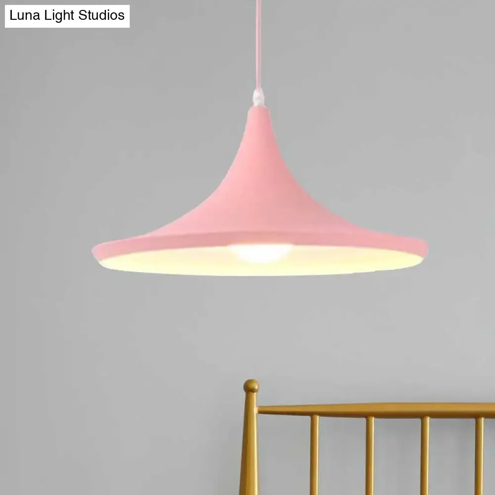 Macaron Style Metal Cone Pendant Light - 1/3 Light Pink/Yellow/Blue - Linear/Round Canopy