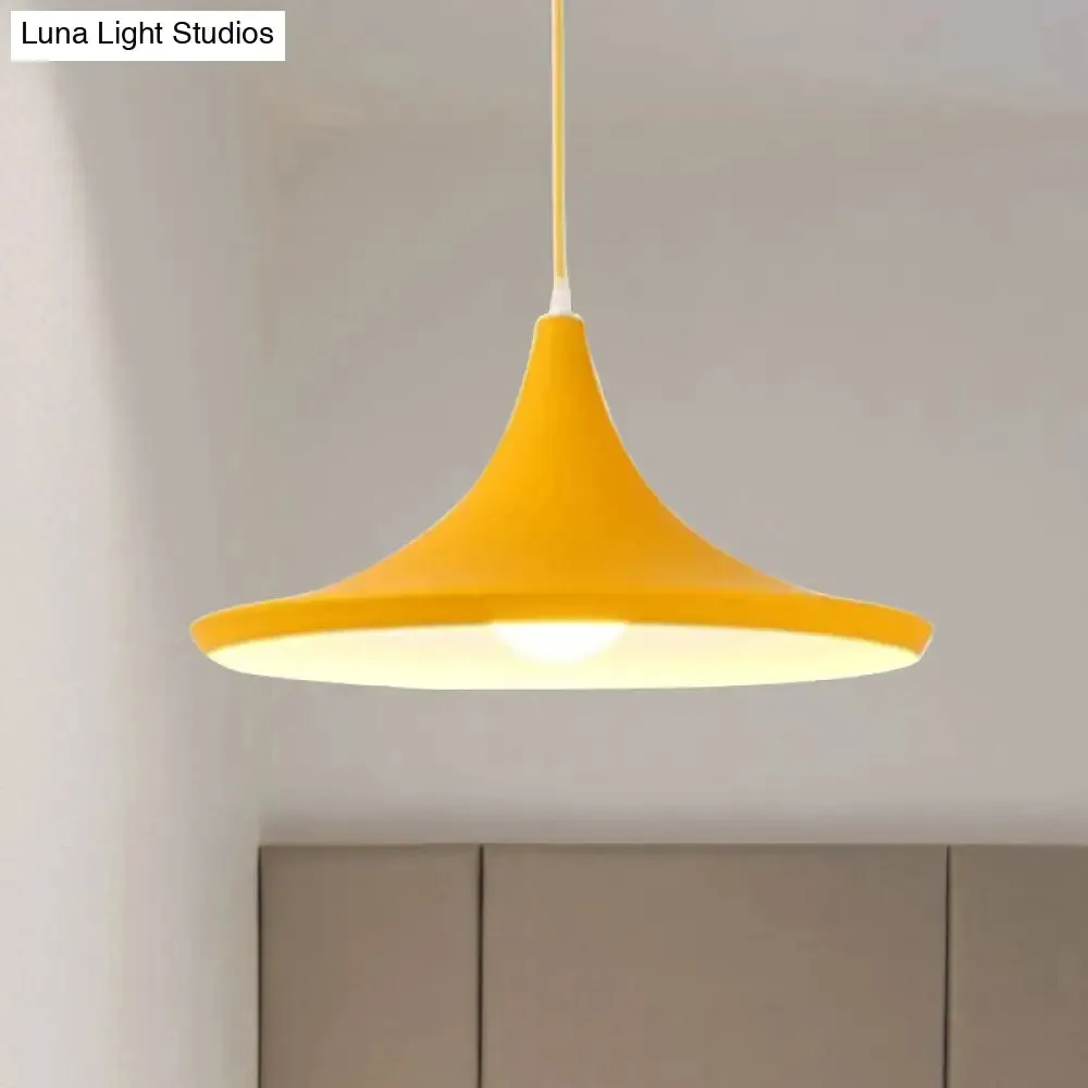 Macaron Style Metal Cone Pendant Light - 1/3 Light Pink/Yellow/Blue - Linear/Round Canopy