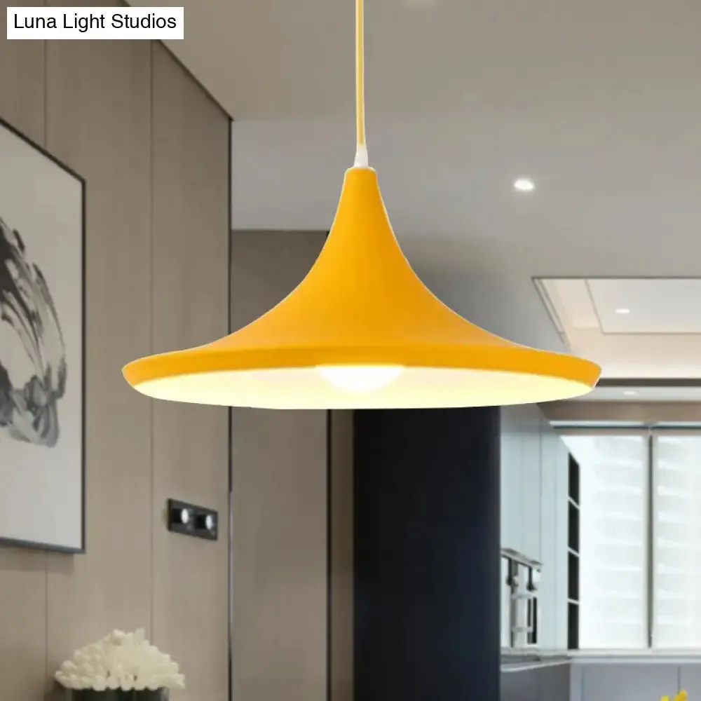 Macaron Style Metal Cone Pendant Light - 1/3 Light Pink/Yellow/Blue - Linear/Round Canopy