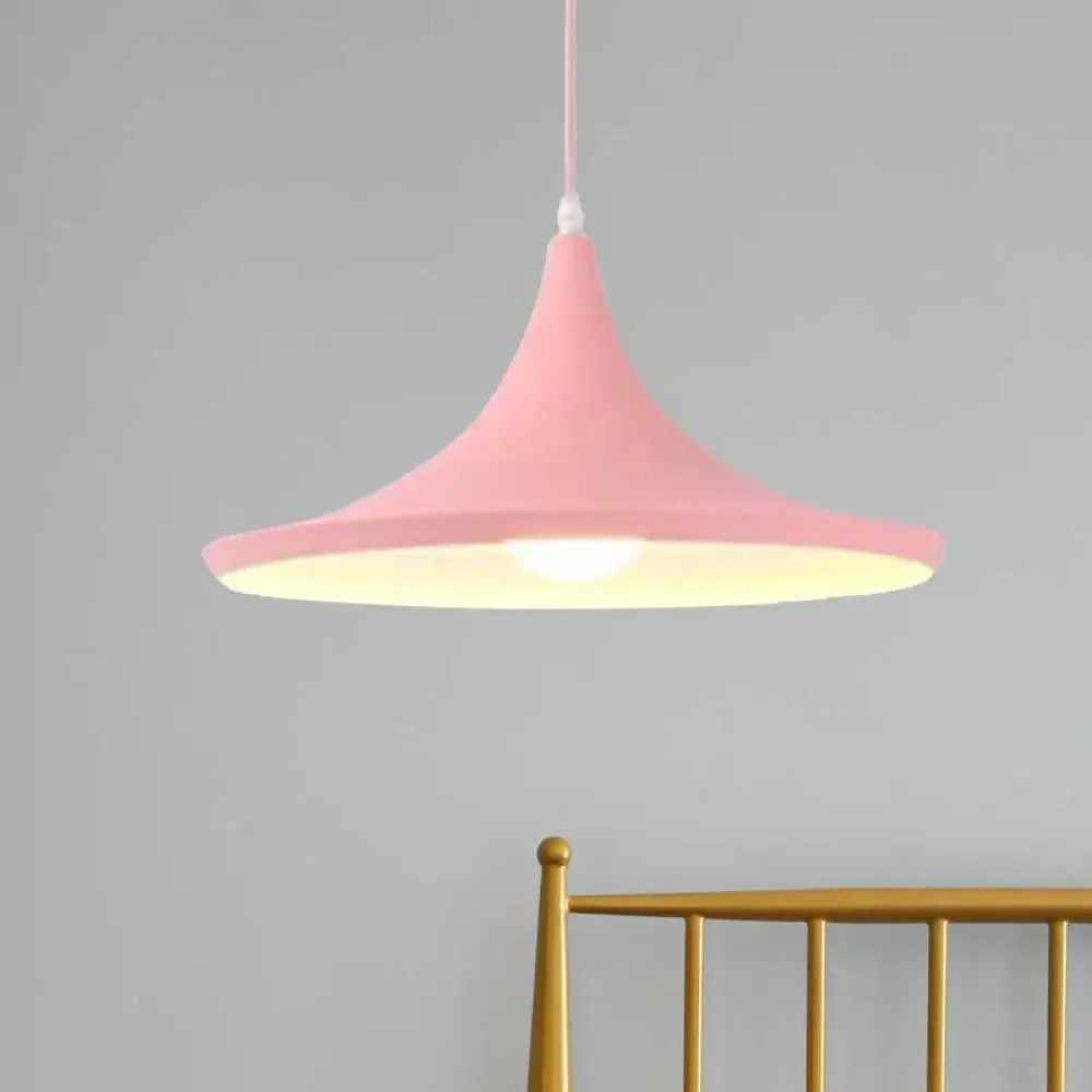 Macaron Style Metal Cone Pendant Light - 1/3 Light Pink/Yellow/Blue - Linear/Round Canopy