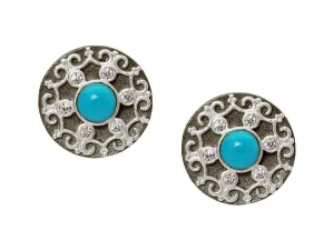 Majestic Turquoise Disk Studs